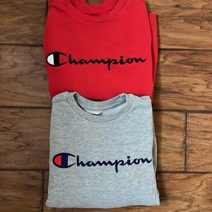 2 Champion Crewneck Sweatshirts- youth M